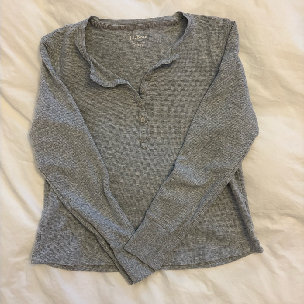 L.L. Bean Women's Heather Gray Henley Sweater